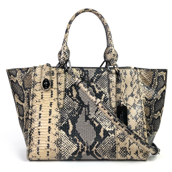 Coach Handbags - Coach Crosby Carryall in Pieced Exotic Embossed Leather Tote